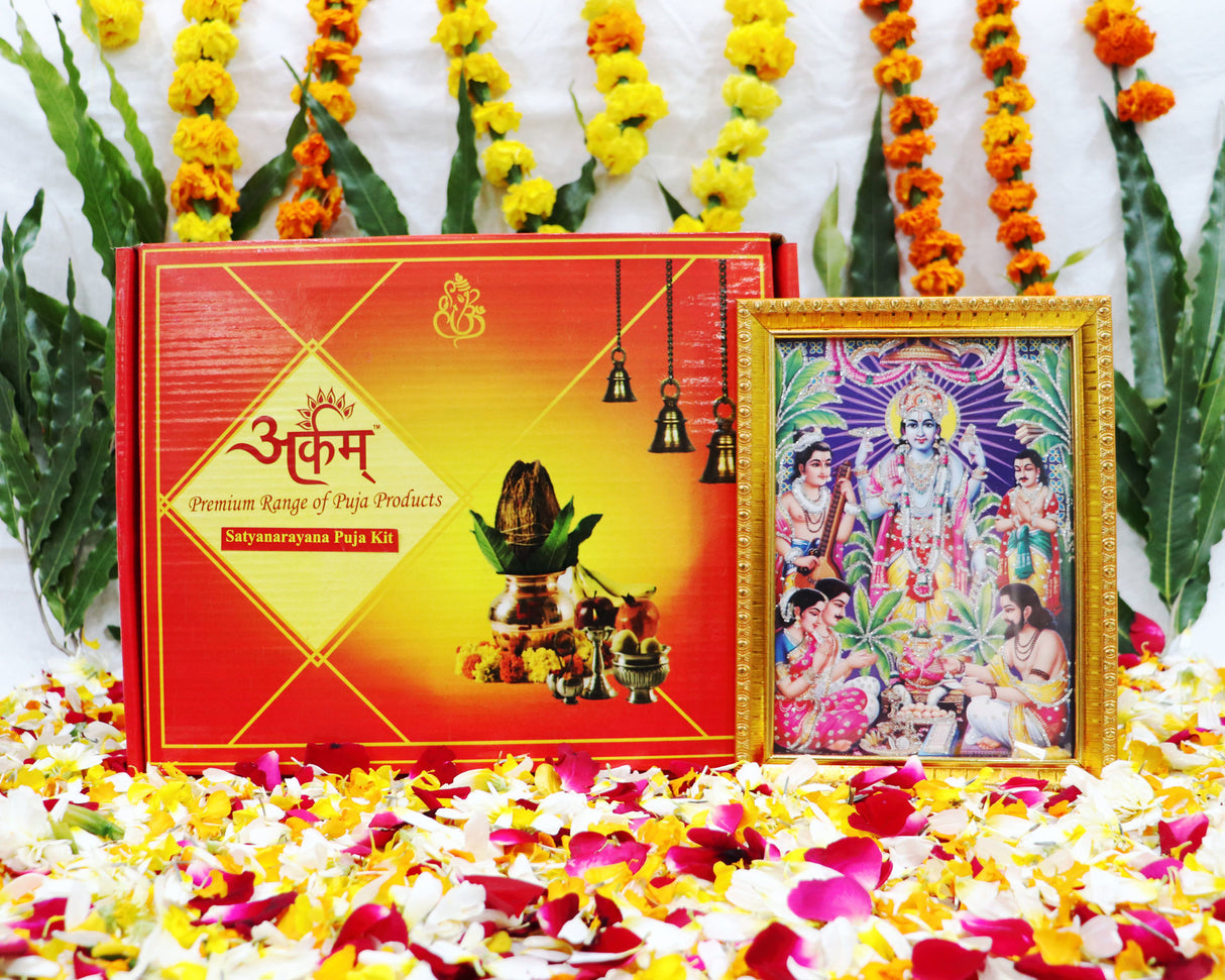 Arkam Satyanarayan Puja Samagri Kit/ Satya Narayan Pujan/ Purnima Pooja/ Shukla Purnima Puja (35+ Items) with Katha and detailed Puja Vidhi in Hindi - Retail Maharaj
