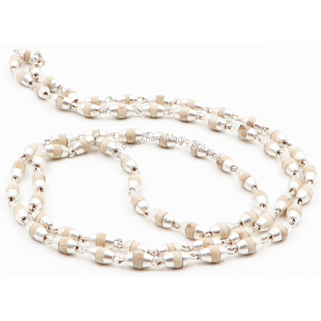 Arkam Tulsi Mala with Silver Capping/ Silver Tulsi Mala for Men and Women/ Tulsi mala Silver Cap Original (Size: 3mm, Length: 24 inches) - Retail Maharaj