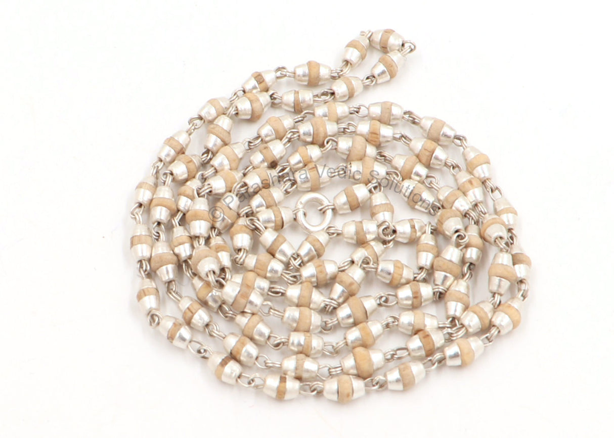 Arkam Tulsi Mala with Silver Capping/ Silver Tulsi Mala for Men and Women/ Tulsi mala Silver Cap Original (Size: 3mm, Length: 24 inches) - Retail Maharaj