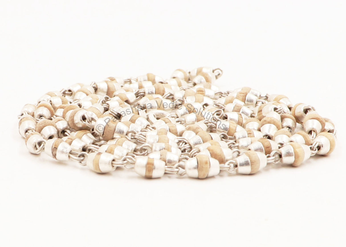 Arkam Tulsi Mala with Silver Capping/ Silver Tulsi Mala for Men and Women/ Tulsi mala Silver Cap Original (Size: 3mm, Length: 24 inches) - Retail Maharaj