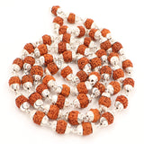 Arkam Rudraksh Mala with Silver Capping Certified/ Silver Rudraksh Mala for Men and Women/ Rudraksha mala Silver Cap Original/ Rudraksh Mala Set in Silver (Size: 7mm, Length: 27 inches, Beads: 54+1) - Retail Maharaj
