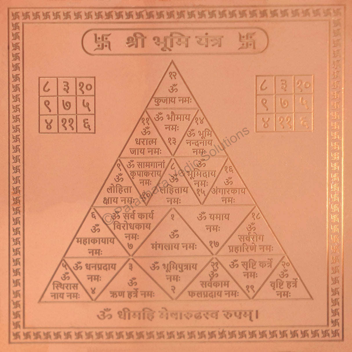 Arkam Bhoomi Yantra / Bhumi Yantra - Copper - (6 x 6 inches, Brown)