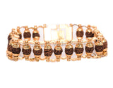 ARKAM Gold Plated Rudraksha Bracelet / Rudraksha Bracelet for men and women / Five Mukhi Rudraksha Bracelet (Length: 8", Golden) - Retail Maharaj