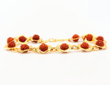 ARKAM Gold Plated Rudraksha Bracelet in Rings / Rudraksha Bracelet for men and women / Five Mukhi Rudraksha Bracelet (Length: 8", Golden) - Retail Maharaj