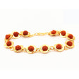 ARKAM Gold Plated Rudraksha Bracelet in Rings / Rudraksha Bracelet for men and women / Five Mukhi Rudraksha Bracelet (Length: 8", Golden) - Retail Maharaj