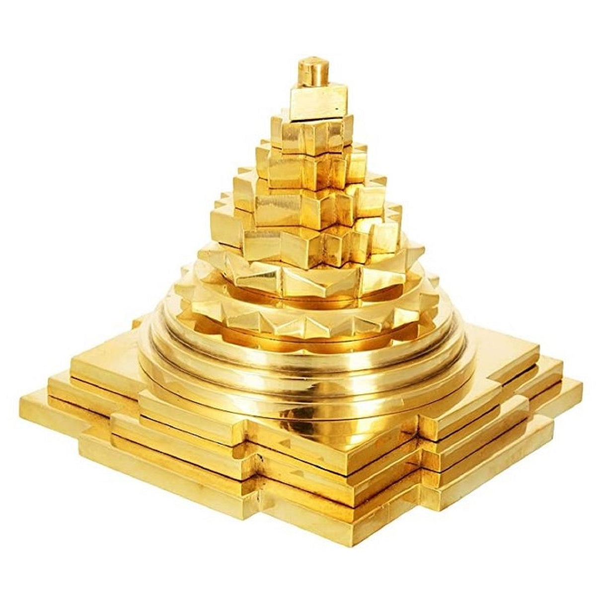 ARKAM Brass Meru Shri Yantra/Brass Meru Shree Yantra/Brass Meru Yantra - Solid/ 3D Meru Shri Yantra (6x6 inches) - Retail Maharaj