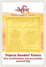 Arkam Tripur Sundari Yantra / Shodashi Yantra - Gold Plated Copper - (2 x 2 inches, Golden) - Retail Maharaj