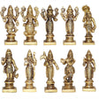 Arkam Brass Dashavatar Murti / Dash Avatar Idol / Pital Das Avatar Statue (Set of 10) - Antique Brass For Home / Temple / Office (Height: 9 cm, Weight: 1250 gms) - Retail Maharaj