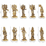 Arkam Brass Dashavatar Murti / Dash Avatar Idol / Pital Das Avatar Statue (Set of 10) - Antique Brass For Home / Temple / Office (Height: 9 cm, Weight: 1250 gms) - Retail Maharaj