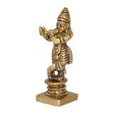 Arkam Brass Krishna Murti / Krishn Idol / Pital Vishnu Krishna Avatar Statue - Antique Brass For Home / Temple / Office (Height: 7.8 cm, Weight: 110 gms) - Retail Maharaj