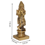 Arkam Brass Krishna Murti / Krishn Idol / Pital Vishnu Krishna Avatar Statue - Antique Brass For Home / Temple / Office (Height: 7.8 cm, Weight: 110 gms) - Retail Maharaj