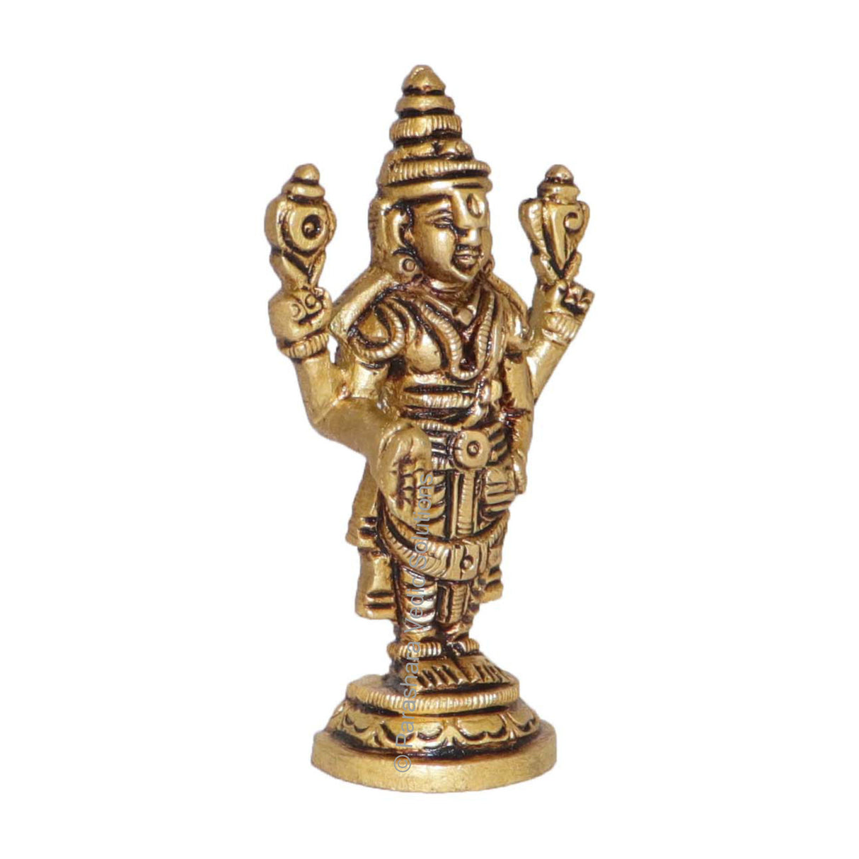 Arkam Brass Balaji Murti / Venkateshwara Idol / Pital Tirupati Balaji Statue - Antique Brass For Home / Temple / Office (Height: 8 cm, Weight: 120 gms) - Retail Maharaj