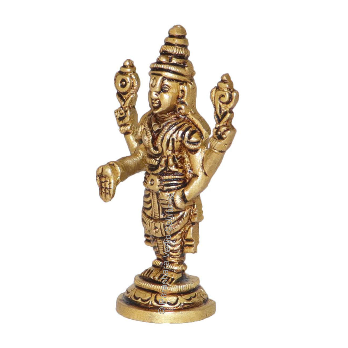 Arkam Brass Balaji Murti / Venkateshwara Idol / Pital Tirupati Balaji Statue - Antique Brass For Home / Temple / Office (Height: 8 cm, Weight: 120 gms) - Retail Maharaj