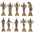 Arkam Brass Dashavatar Murti / Dash Avatar Idol / Pital Das Avatar Statue (Set of 10) - Antique Brass For Home / Temple / Office (Height: 15.4 cm, Weight: 4000 gms) - Retail Maharaj