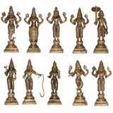 Arkam Brass Dashavatar Murti / Dash Avatar Idol / Pital Das Avatar Statue (Set of 10) - Antique Brass For Home / Temple / Office (Height: 15.4 cm, Weight: 4000 gms) - Retail Maharaj