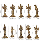 Arkam Brass Dashavatar Murti / Dash Avatar Idol / Pital Das Avatar Statue (Set of 10) - Antique Brass For Home / Temple / Office (Height: 15.4 cm, Weight: 4000 gms) - Retail Maharaj