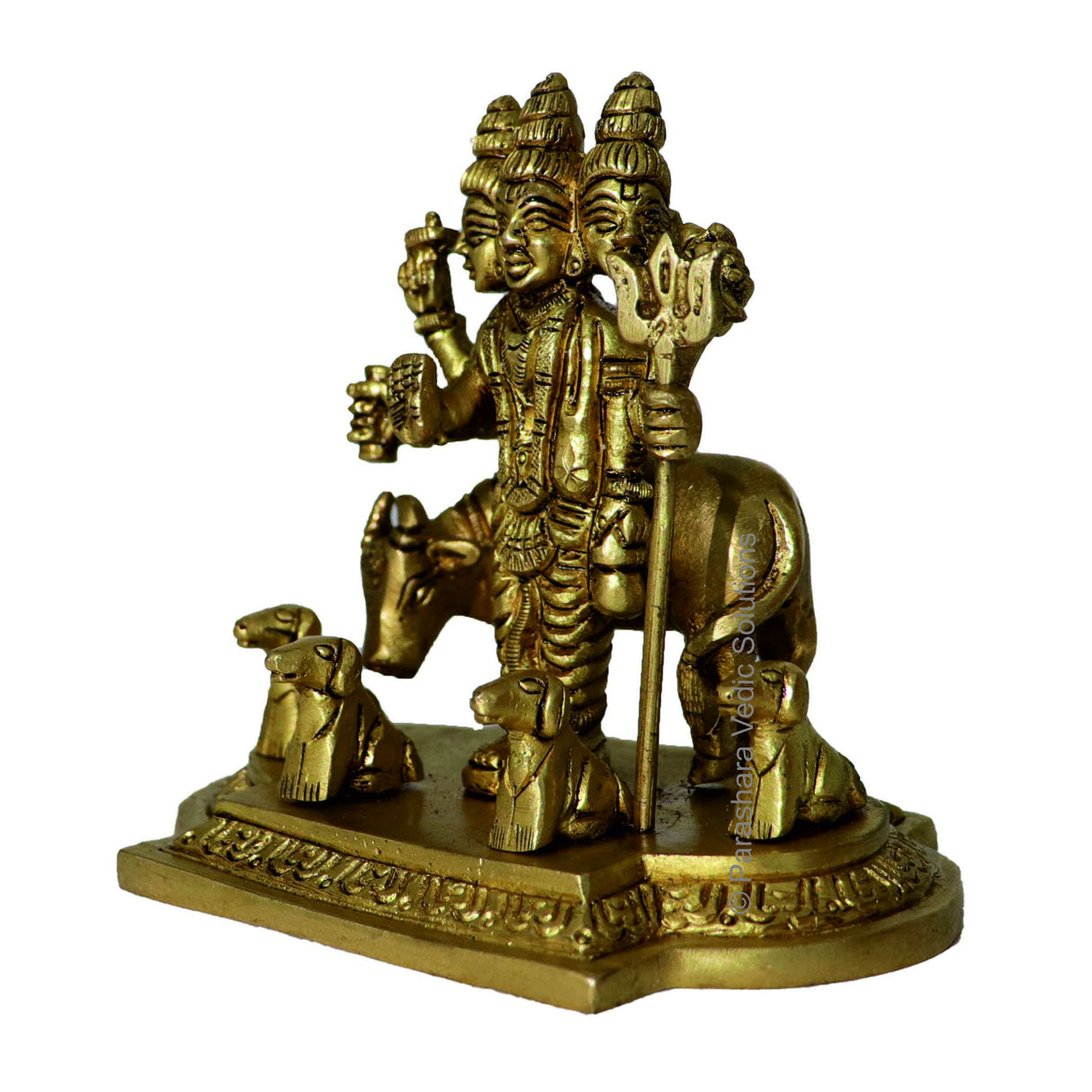 Arkam Brass Dattatreya Murti / Duttatreya Idol / Pital Lord Datta Statue - Antique Brass For Home / Temple / Office (Height: 9.8 cm, Weight: 700 gms) - Retail Maharaj