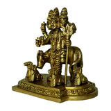 Arkam Brass Dattatreya Murti / Duttatreya Idol / Pital Lord Datta Statue - Antique Brass For Home / Temple / Office (Height: 9.8 cm, Weight: 700 gms) - Retail Maharaj