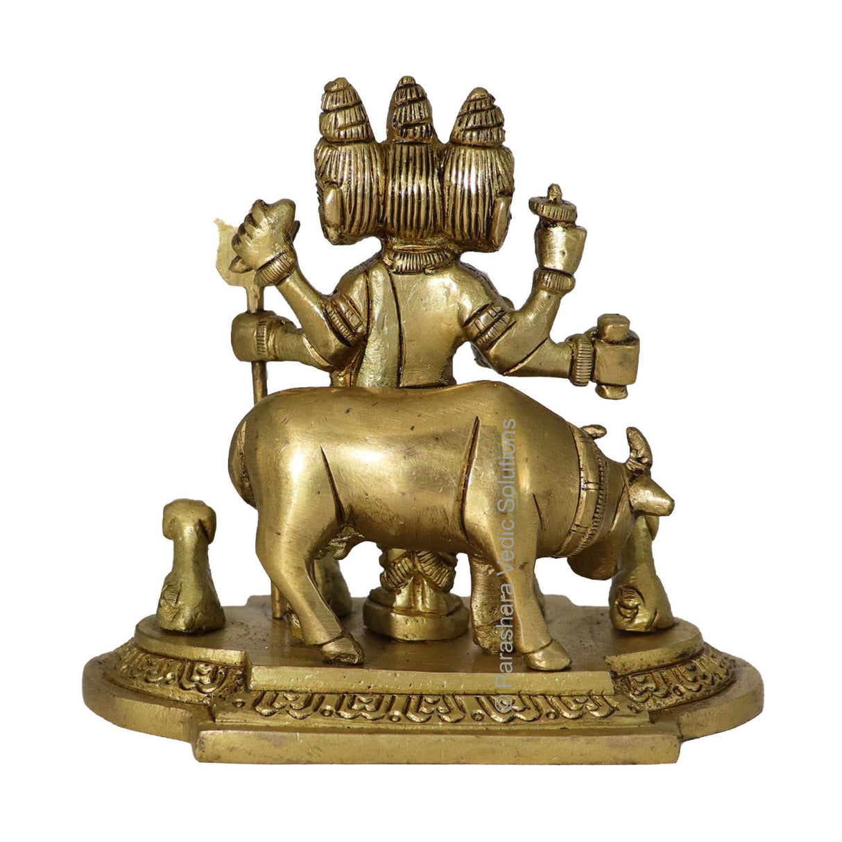 Arkam Brass Dattatreya Murti / Duttatreya Idol / Pital Lord Datta Statue - Antique Brass For Home / Temple / Office (Height: 9.8 cm, Weight: 700 gms) - Retail Maharaj
