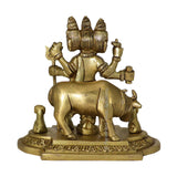Arkam Brass Dattatreya Murti / Duttatreya Idol / Pital Lord Datta Statue - Antique Brass For Home / Temple / Office (Height: 9.8 cm, Weight: 700 gms) - Retail Maharaj