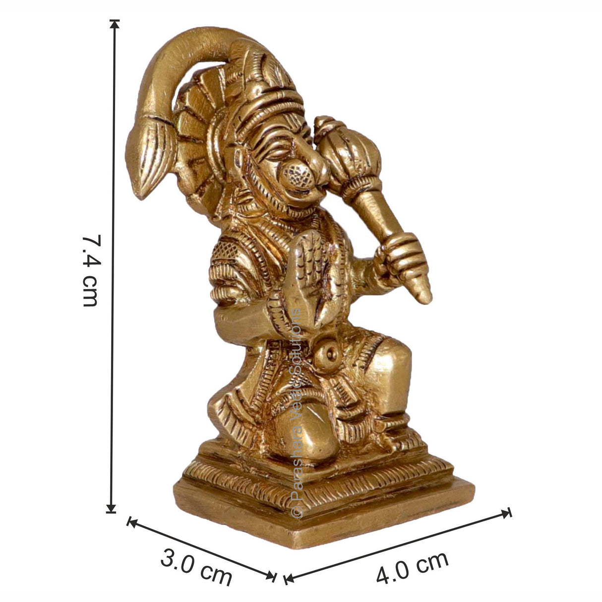 Arkam Brass Hanuman Murti / Maruti Idol / Pital Anjaneya Statue - Antique Brass For Home / Temple / Office (Height: 7.4 cm, Weight: 250 gms) - Retail Maharaj