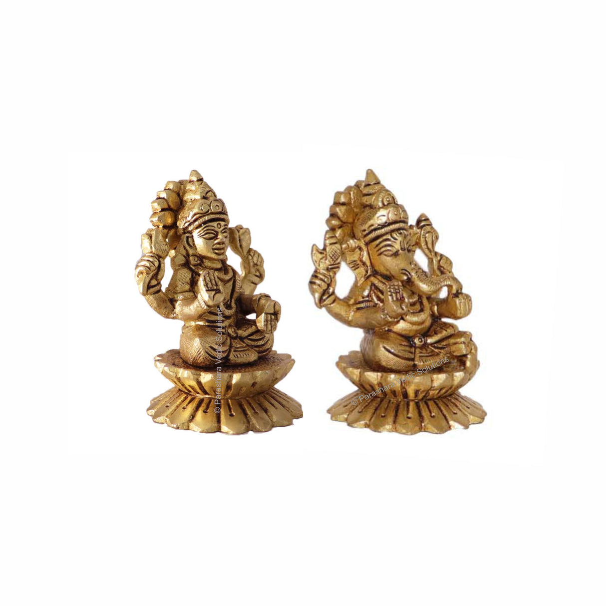 Arkam Brass Lakshmi Ganesh Murti / Laxmi Ganesh Idol / Pital Lakshmi Ganpati Statue (Set of 2) - Antique Brass For Home / Temple / Office (Height: 7.8 cm, Weight: 670 gms) - Retail Maharaj