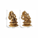 Arkam Brass Lakshmi Ganesh Murti / Laxmi Ganesh Idol / Pital Lakshmi Ganpati Statue (Set of 2) - Antique Brass For Home / Temple / Office (Height: 7.8 cm, Weight: 670 gms) - Retail Maharaj
