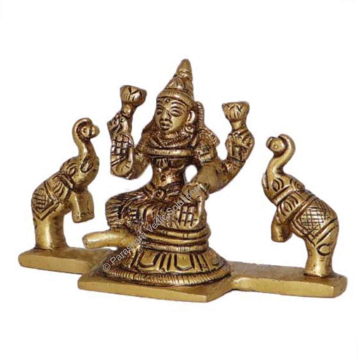 Arkam Brass Gaj Lakshmi Murti / Gaja Laxmi Idol / Pital Ashthalakshmi Statue - Antique Brass For Home / Temple / Office (Height: 6.5 cm, Weight: 280 gms) - Retail Maharaj
