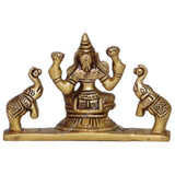 Arkam Brass Gaj Lakshmi Murti / Gaja Laxmi Idol / Pital Ashthalakshmi Statue - Antique Brass For Home / Temple / Office (Height: 6.5 cm, Weight: 280 gms) - Retail Maharaj