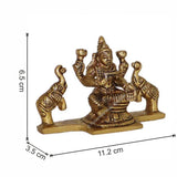 Arkam Brass Gaj Lakshmi Murti / Gaja Laxmi Idol / Pital Ashthalakshmi Statue - Antique Brass For Home / Temple / Office (Height: 6.5 cm, Weight: 280 gms) - Retail Maharaj