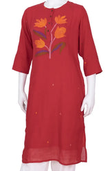 Jamdani Cotton Kameez – Red - Retail Maharaj