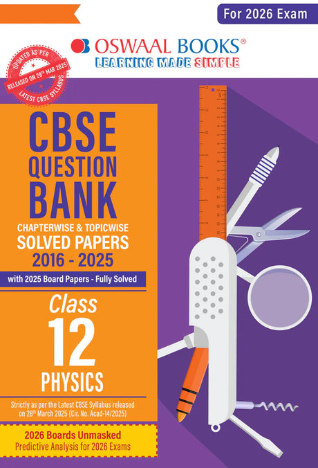 CBSE Question Bank Chapterwise and Topicwise SOLVED PAPERS Class 12 Physics For Exam 2026 - Retail Maharaj