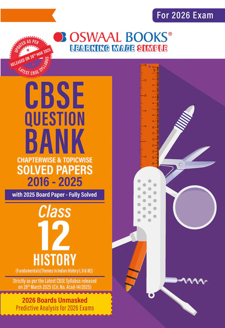 CBSE Question Bank Chapterwise and Topicwise SOLVED PAPERS Class 12 History For Exam 2026 - Retail Maharaj