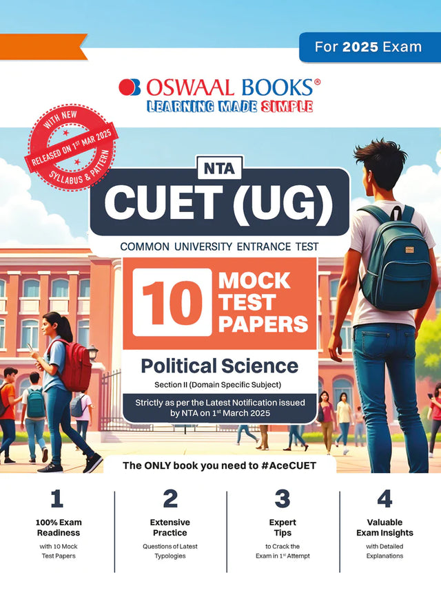 NTA CUET (UG) 10 Mock Test Papers | Section II Political Science (For 2025 Exam) | With New Syllabus & Pattern Released on 1st March 2025 - Retail Maharaj