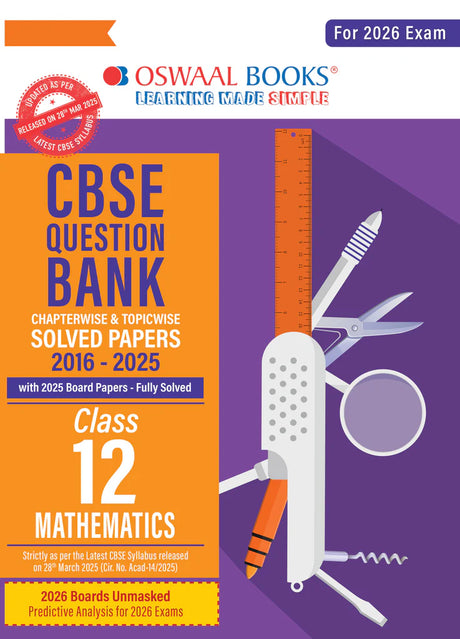 CBSE Question Bank Chapterwise and Topicwise SOLVED PAPERS Class 12 Mathematics For Exam 2026 - Retail Maharaj