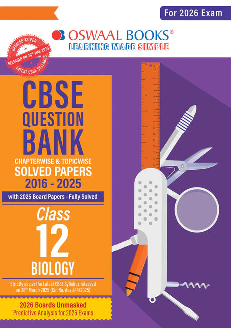 CBSE Question Bank Chapterwise and Topicwise SOLVED PAPERS Class 12 Biology For Exam 2026 - Retail Maharaj