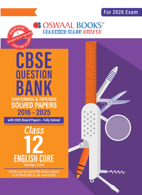 CBSE Question Bank Chapterwise and Topicwise SOLVED PAPERS Class 12 English Core For Exam 2026 - Retail Maharaj