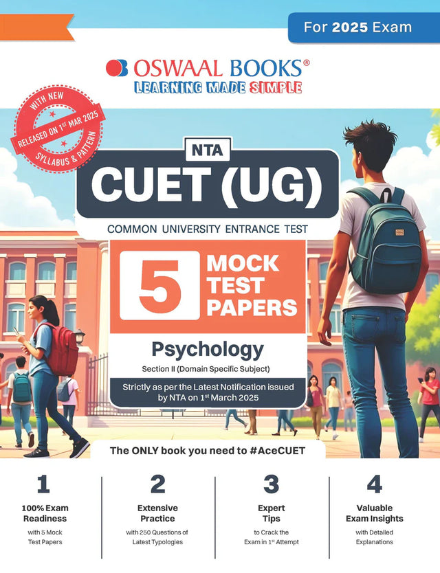 NTA CUET (UG) 5 Mock Test Papers | Section II Psychology (For 2025 Exam) | With New Syllabus & Pattern Released on 1st March 2025 - Retail Maharaj