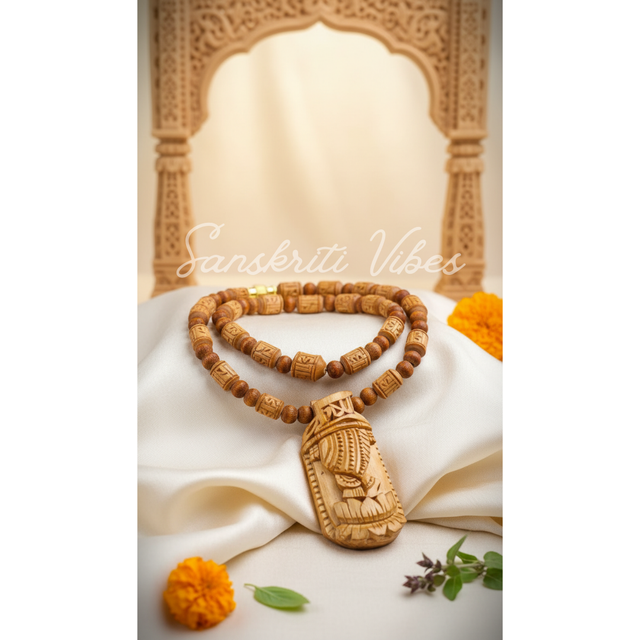 Krishna Charan Tulsi Pendant with Radha Naam Tulsi Kanthi Mala – Sacred Vaishnava Tulsi Necklace for Devotion & Spiritual Protection - Retail Maharaj