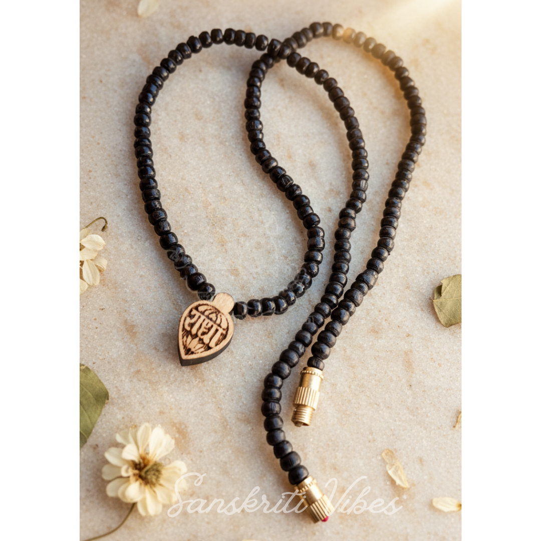 Tulsi Radha Naam Kanthi Black Mala | Handcrafted Spiritual Necklace for Devotion, Peace and Protection