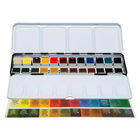 Daniel Smith 24-Color Hand Poured Watercolor Half Pan Set in a Metal Box - Retail Maharaj
