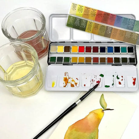 Daniel Smith 24-Color Hand Poured Watercolor Half Pan Set in a Metal Box - Retail Maharaj