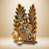 Handcrafted Radha Krishna Peacock Diya Metal Statue Decorative Pooja and Home Decor Showpiece by Sanskriti Vibes