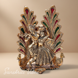Handcrafted Radha Krishna Peacock Diya Metal Statue Decorative Pooja and Home Decor Showpiece by Sanskriti Vibes