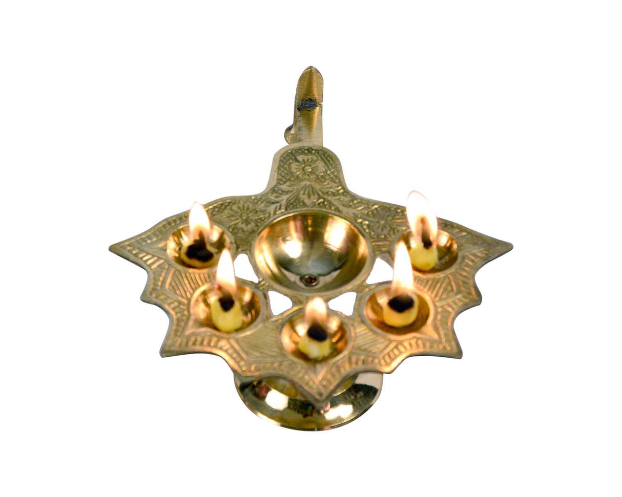 Panch Arti Diya Stand – Five Elements Design for Spiritual Rituals