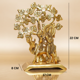 Handcrafted Krishna Playing Flute with Kamdhenu Cow Under Tree Metal Statue for Pooja and Home Decor by Sanskriti Vibes