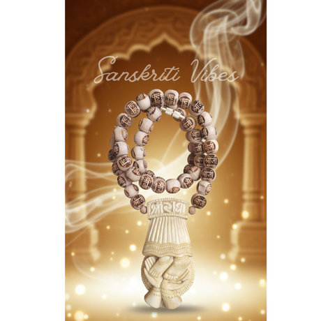 Shri Ji Charan Tulsi Locket with Shriji Carved Tulsi Beads Mala – Sacred Vaishnava Kanthi Mala for Radha Bhakti, Meditation & Spiritual Protection - Retail Maharaj