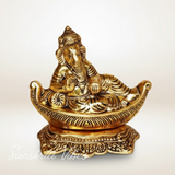 Handicraft Gold Plated Antique Finish Nav Ganesha Ji Decorative Showpiece for Home and Pooja Room