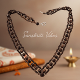 Traditional Chain / Band Pattern Designer Pure Shyama Tulsi Beads Kanthi Mala with Silver Caps – 92.5% Silver