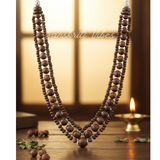 Traditional Chain / Band Pattern Designer Pure Shyama Tulsi Beads Kanthi Mala with Silver Caps – 92.5% Silver